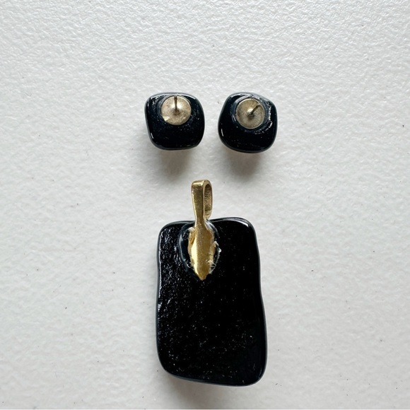 Dichroic Glass Pendant and Earrings Handmade Fused Glass - Picture 5 of 9